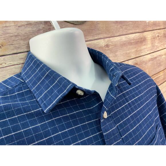UNTUCKit Shirt Mens Medium Blue Check Slim Long Sleeve Wrinkle Free - Picture 6 of 8